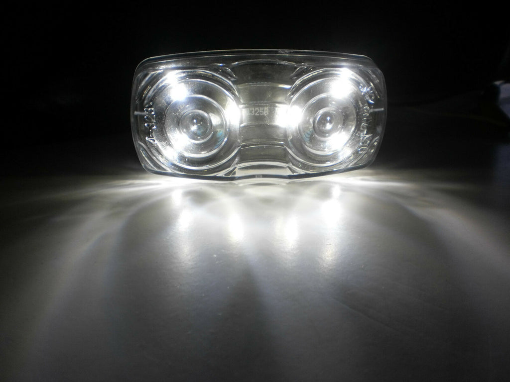 Jammy 2" x 4" Clear LED Double Bullseye Light – 6 LED – 12V Trailer Marker Light (J-325-C)
