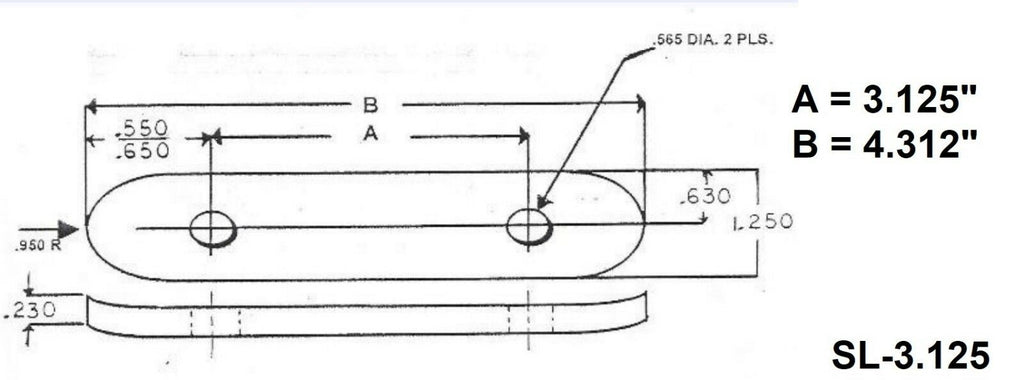 8- Shackle Link Strap 3.125" on Center Trailer Leaf Spring Axle fits Dexter ALKO (SL-3.125-LO8)