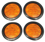 FOUR - 4" Round 12 Diode Amber LED Light Kit Stop Turn Tail Light TecNiq (J-4512-AKLOTOF4)