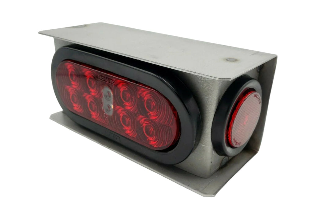 6" Oval Red LED Stop Turn Tail & Backup Steel Light Box Kit Trailer Truck Marker (LBK6-RBK)