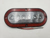 Surface mount Flat 6" Oval LED S/T/T, CLEAR Lens, Red 6 Diode, Red Reflective  (J-656-FRCX)
