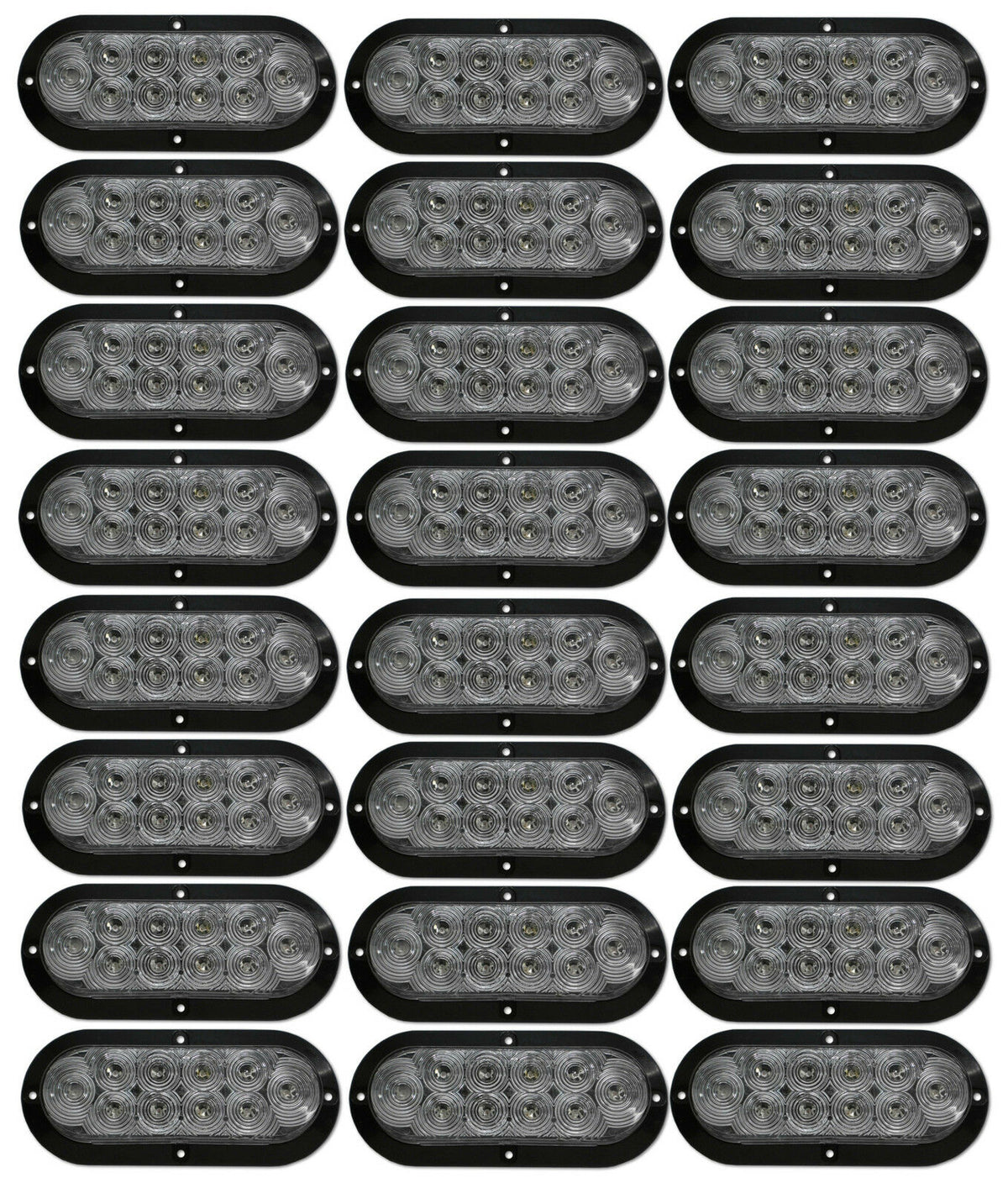 24 of the 6" Oval LED Clear White Back Up Light Surface Mount Jeep Truck Trailer (J-66-FC-LOTOF24)