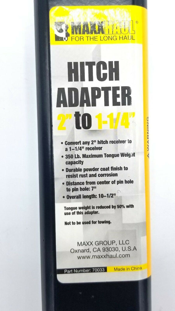 Hitch Adapter Converter 2" to 1-1/4" Receiver Tube Carrier Trailer Bike (MT70033)