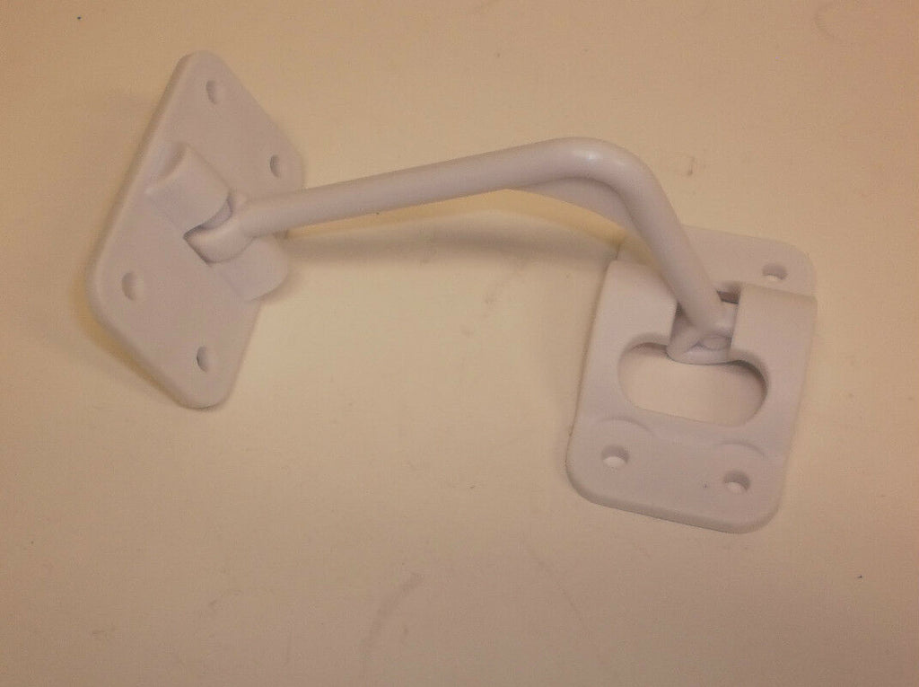 White 90 Degree Angle Door Hold Back Hook Keeper Stop Stopper Trailer Camper RV  (MD490W)