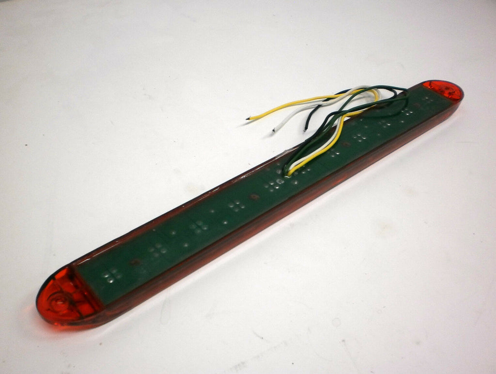 15" Red Lens Hi Mount Center ID Bar 11 LED Stop Turn Tail Light Trailer Truck RV (J-5354-R)