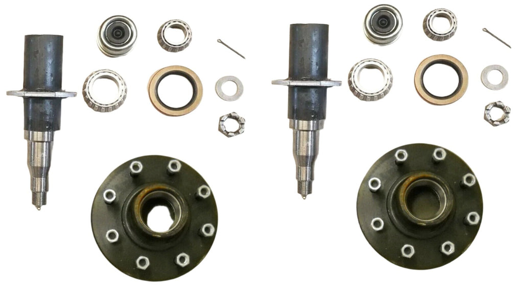 7000# Build Your Own trailer Axle Kit w/8 x 6.5 Lug Hubs FLANGED Round Spindle (BYOAK-42FZ-H865-RO)