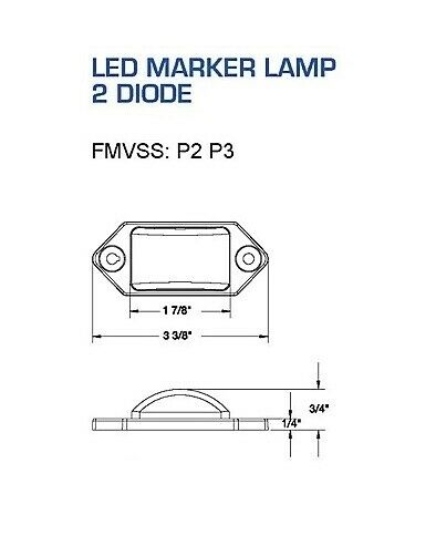 Kaper II 3-3/8" x 1-3/8" Red/Yellow LED Fender Marker Trailer Light P2 P3 Rated (L04-0038AR)