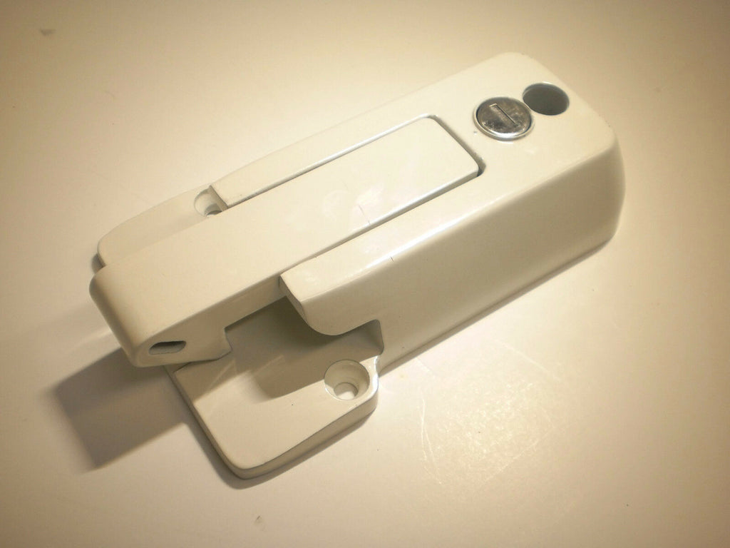 White Locking Cargo Trailer Cambar Door Auto Latching Vise Lock Cam Bar Handle (CBL-W-KIT)