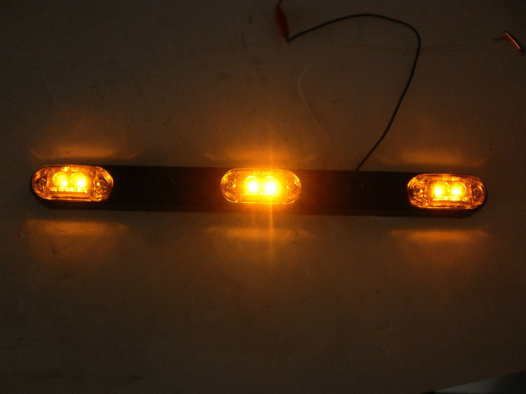 1 - LED 3 Light ID Bar Amber 1 x 2.5 Oval Trailer Truck Flatbed RV Bright Cargo (J-555-A)