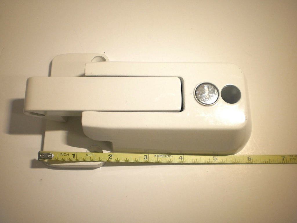 TWO- White Locking Cargo Trailer Cambar Door Auto Latch Vise Lock Cam Bar Handle (CBL-W-2X)