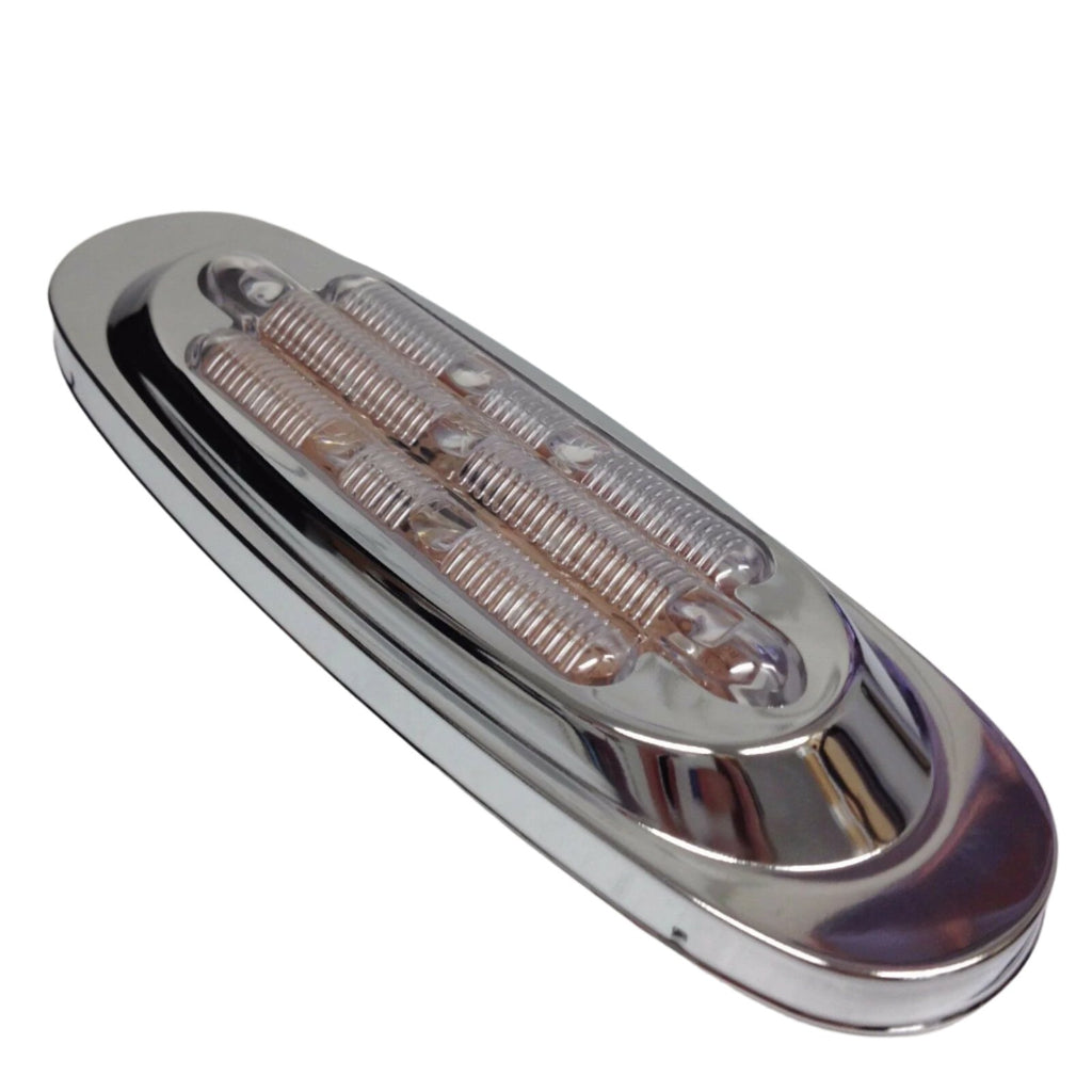 Maxxima LED Red Clear Oval Marker Clearance Light Stainless Steel Trim Trailer (M72270RCL-KIT)