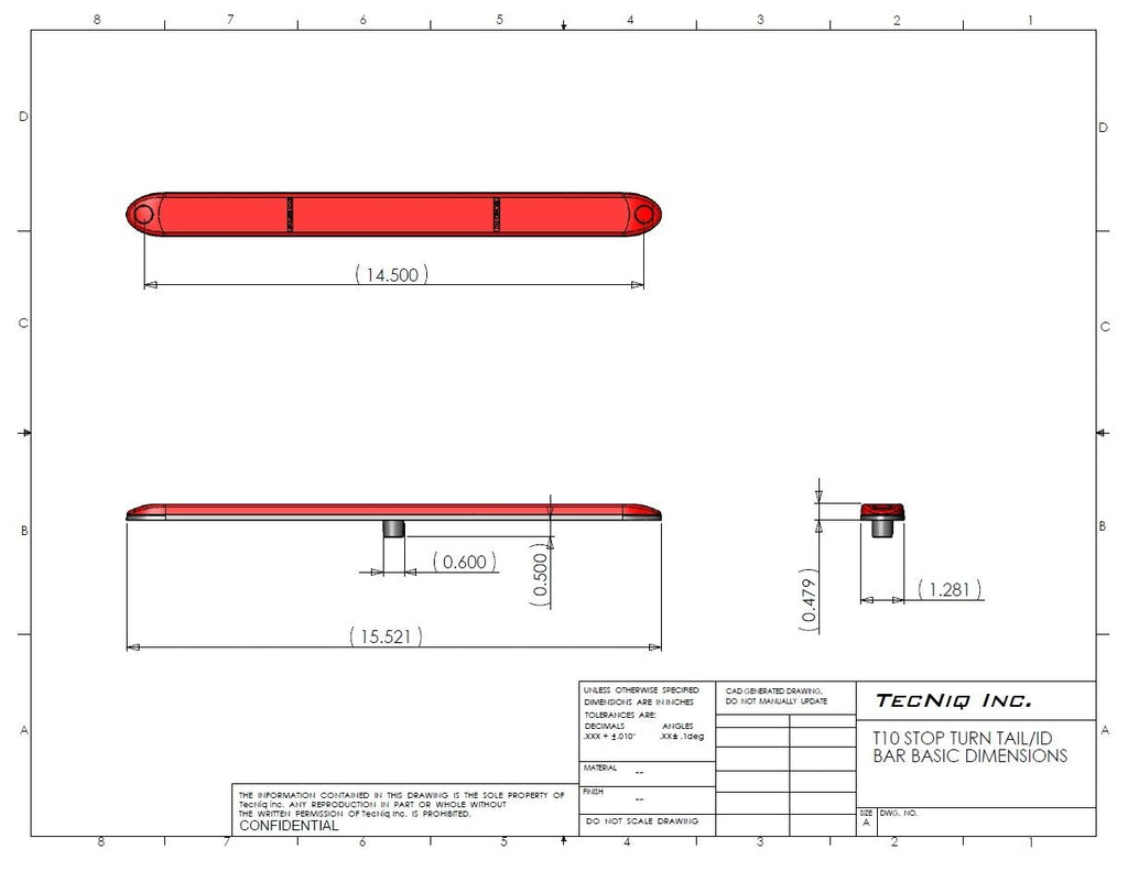 15" Amber Dual Function Turn Marker Light LED Truck Trailer TecNiq USA (T10-AA00-1)