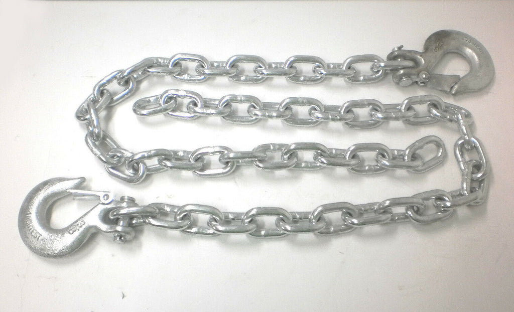 TWO - 3/8" Heavy Duty Safety Chain Forged Hook Trailer Camper RV 16,200# (HL35-LOTOF2)