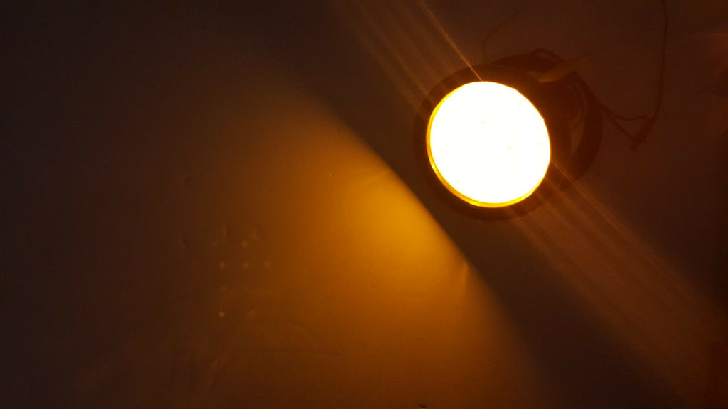 TWO - 4" Round 12 Diode Amber LED With Black Mounting Bra0cket Stop  Turn Tail (J-4512-ACK + J-40-BRKLOTOF2)