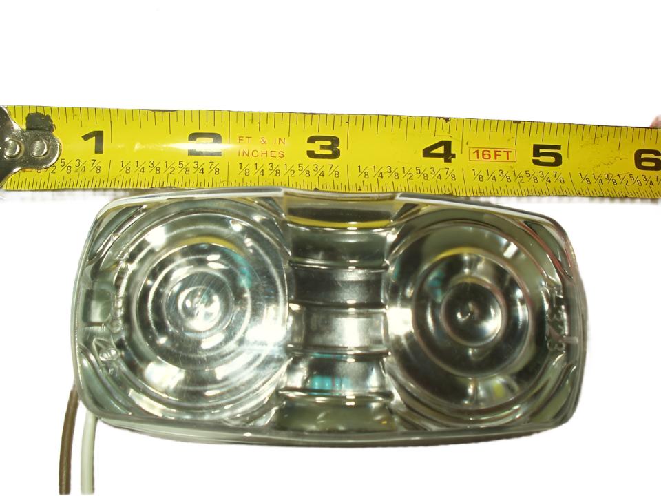 Jammy 2" x 4" Clear LED Double Bullseye Light – 6 LED – 12V Trailer Marker Light (J-325-C)