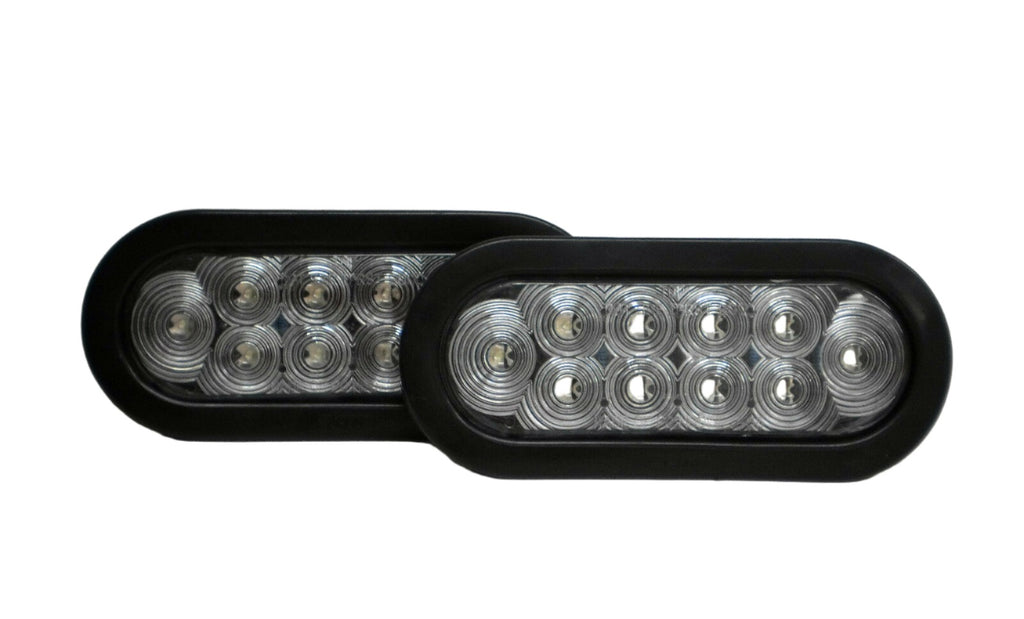2-LED 6" Oval WHITE Light Back up w/grommet 12v trailer (J-66-CK-LOTOF2)