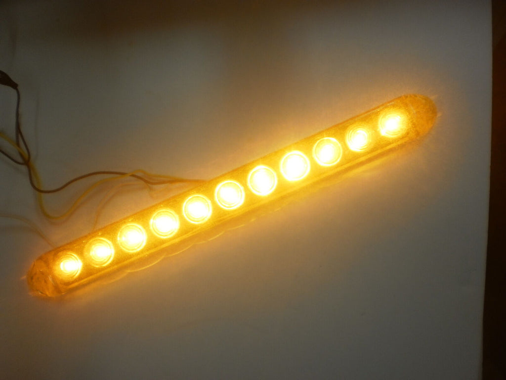 2-15" Dual Function Slimline 11 LED Light Amber Turn Marker Camper Truck Trailer (J-535-A-LOTOF2)