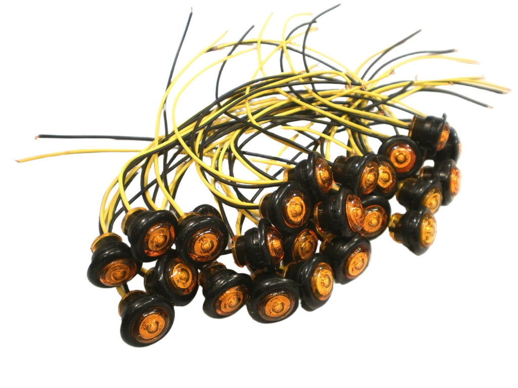 25 -  3/4" Amber LED Clearance Side Marker Bullet Trailer Light Truck Yellow PC (J-51-A-L25)