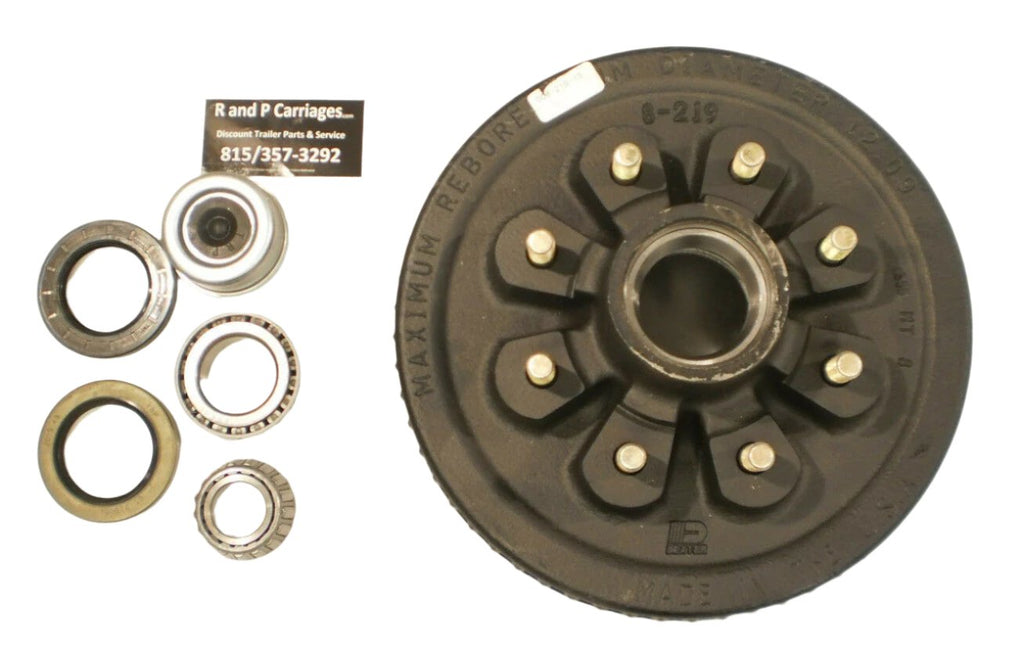 GENUINE Dexter Trailer Brake Drum 12x2", 1/2" Stud, 8x6.5 7000# Axle USA 8-219-4 (008-219-04-KIT)