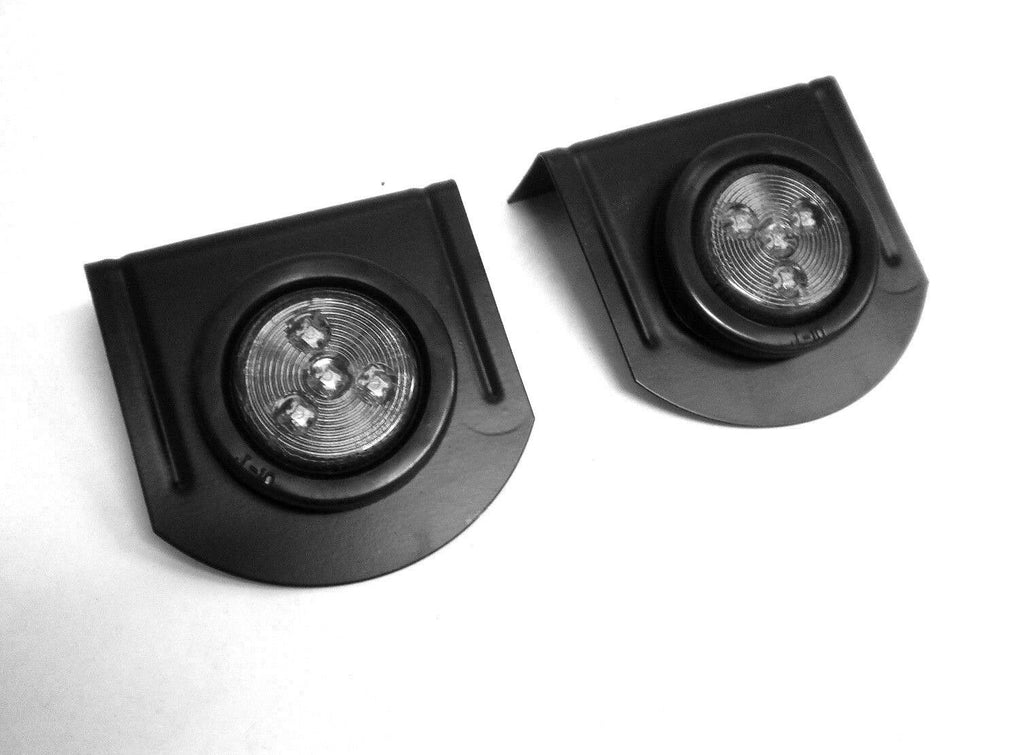 Two 2" Round Amber Clear LED Trailer RV Marker Clearance Light with Bracket (J-15-AKC + J-10-BRK-LOTOF2)