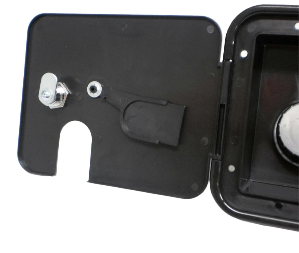 Black Gravity Plastic City Water Tank Inlet Hatch Camper Trailer RV Lock Door (VAL2004BKBU)