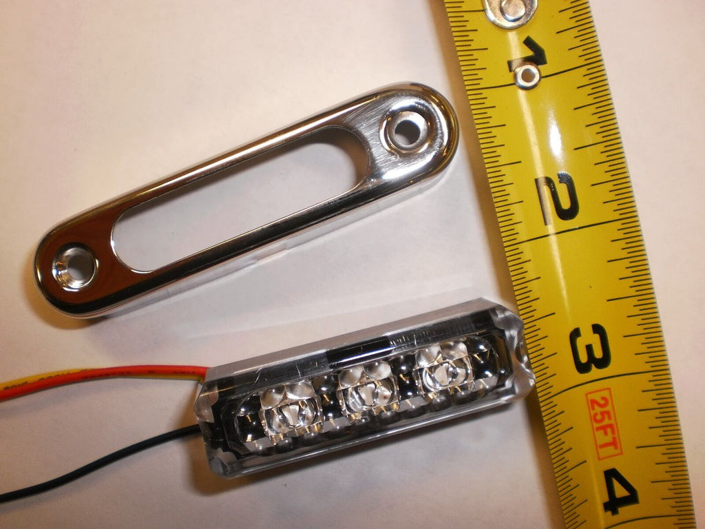 1 -USA TecNiq Amber Marker Turn  3 LED EON Light w/Vertical SS Mount Motorcycle  (E03-ASV3-1)