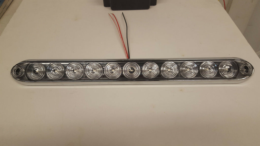 TWO 15" Dual Function Stop Turn Tail LED Red Light Clear Lens & Chrome Bezel (T10-RC00-1 + T10-0C00-1LOTOF2)