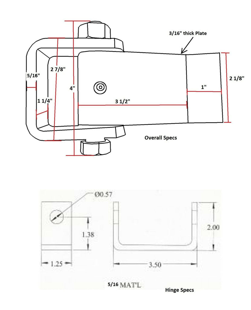 Heavy Duty Door Hinge- Dump Trailer Truck Trailer Strap Style Greaseable Cargo (DH-2)