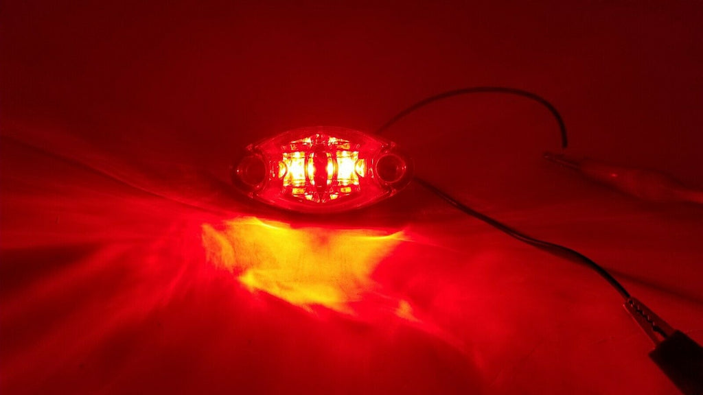 Red LED Oval Dragon's Eye 2 Diode Red Lens/Light Marker Clearance Trailer (L04-0072R)