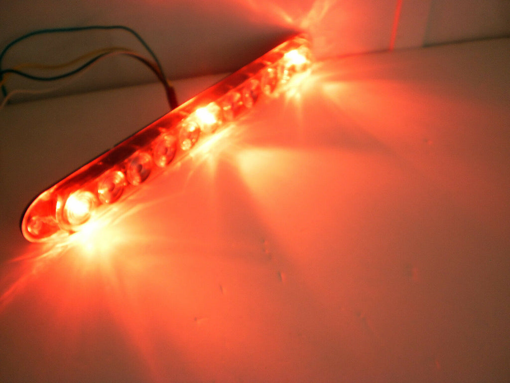 15" Jammy Red Clear Hi Mount Center ID Bar 11 LED Stop Turn Tail Light Trailer Truck (J-5354-RC)