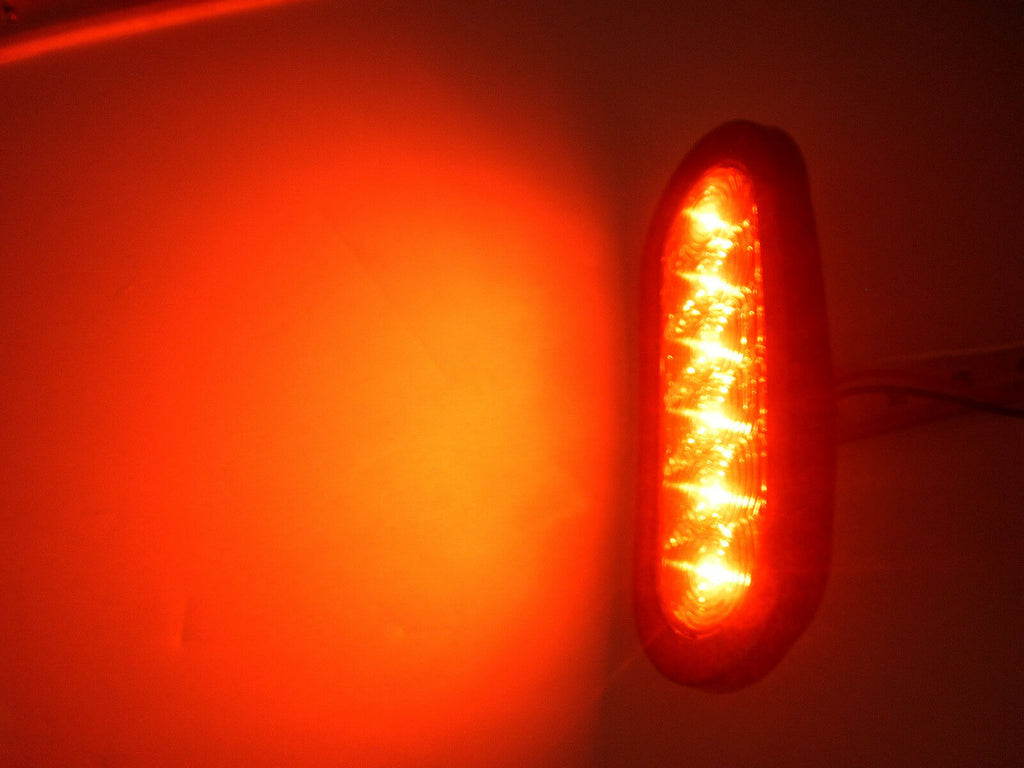 2 - 6" Oval RED Clear LED Stop Turn Tail Light Grommet Trailer Truck USA (T66-RC0T-KIT-LOTOF2)