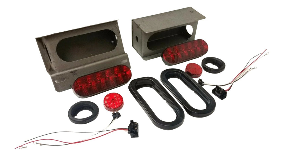 6" Oval Red LED Trailer Stop Turn Tail Light Box Kit – Steel Housing w/ License Plate Holder (LBK6-LIC-R)