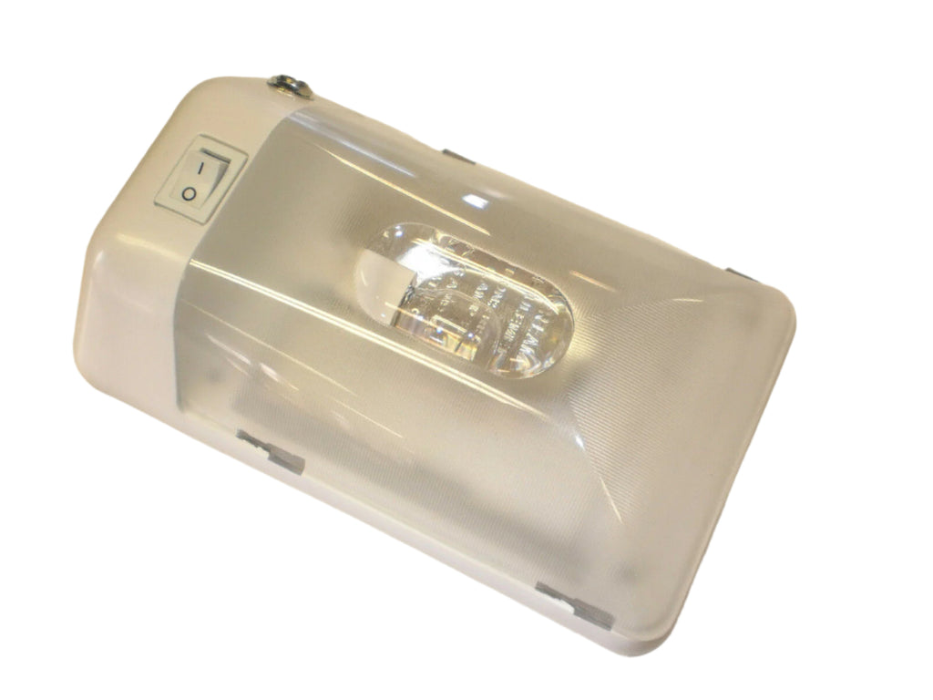 White Interior Dome Light Camper RV Trailer Incandescent with 12V Receptacle  (D-23)