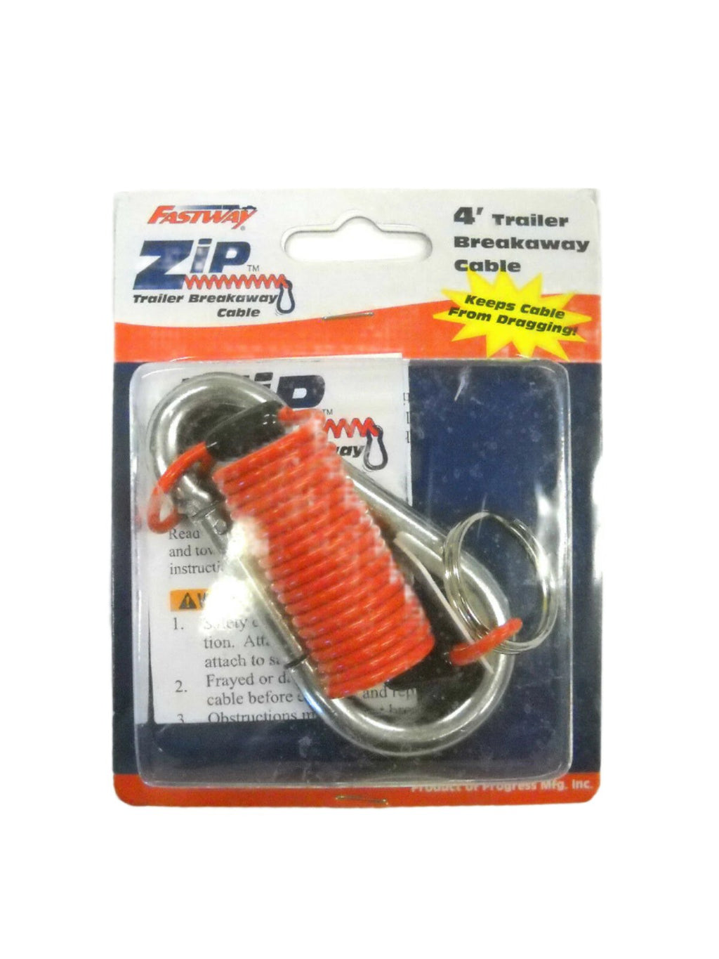 Fastway 4' Zip Trailer  Coiled Breakaway Cable Truck Towing W/clip (80-01-2140)