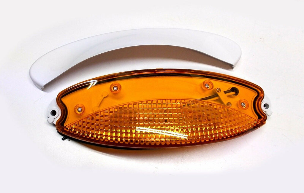 Euro Style RV Porch LED Porch Light Amber 18 Diode Surface Mount White Base (L17-0008)