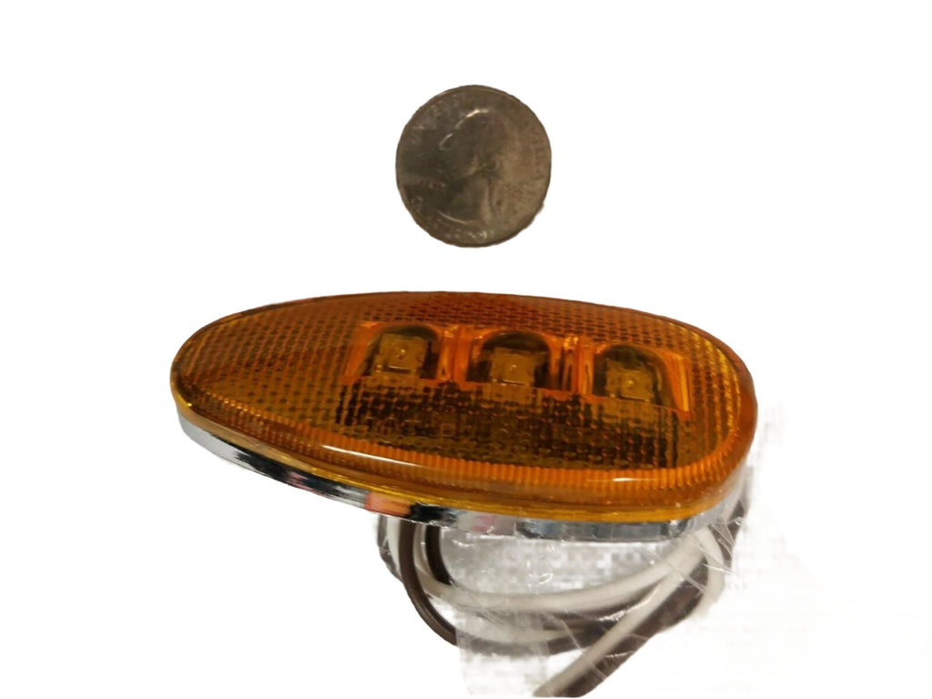 Amber LED Teardrop Marker Light Chrome Cab Roof Marker Clearance Light (J-315-A)