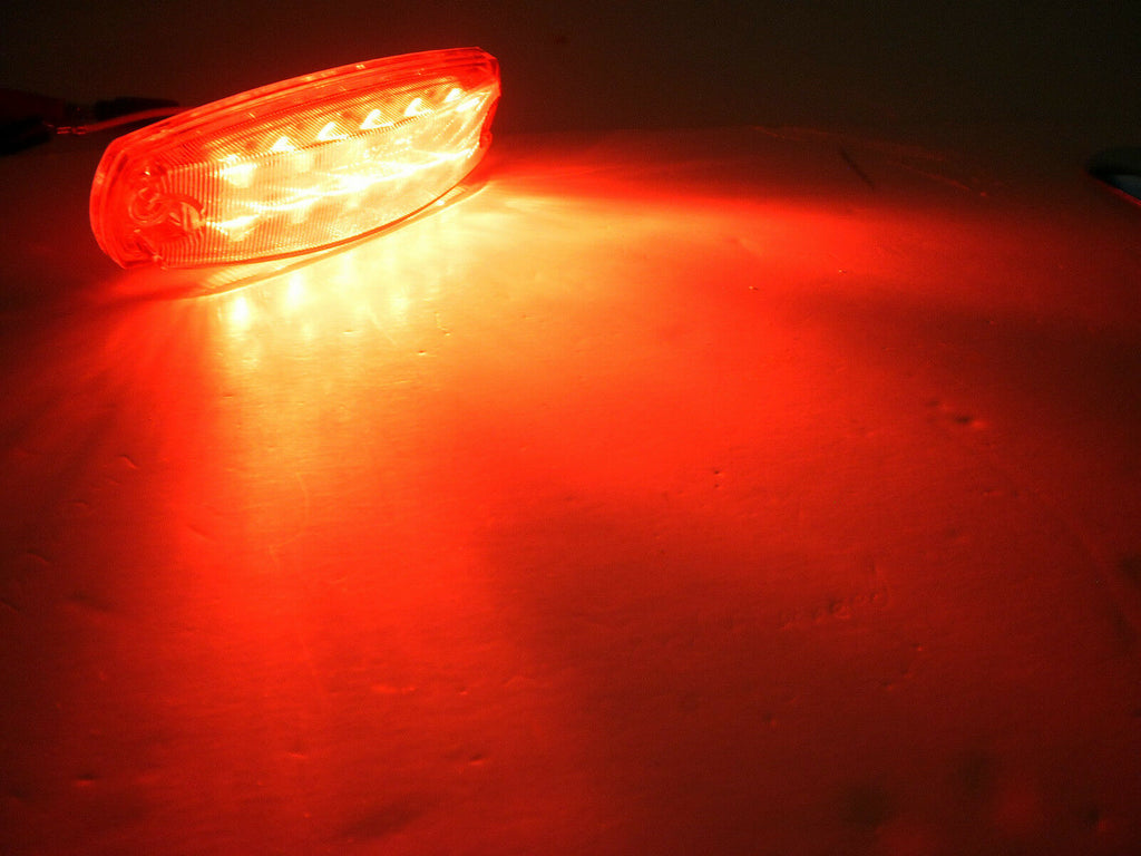 Maxxima Red LED Clearance Maker Light Stainless Steel Trim Ring Semi Peterbilt  (M20332R)