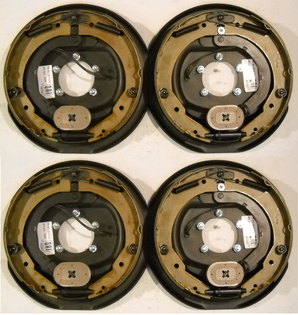 Two Pair (4) 12"x 2" Electric Trailer Axle Backing Plates Complete Brakes Left & Rt RV  (12RVEB-2P)