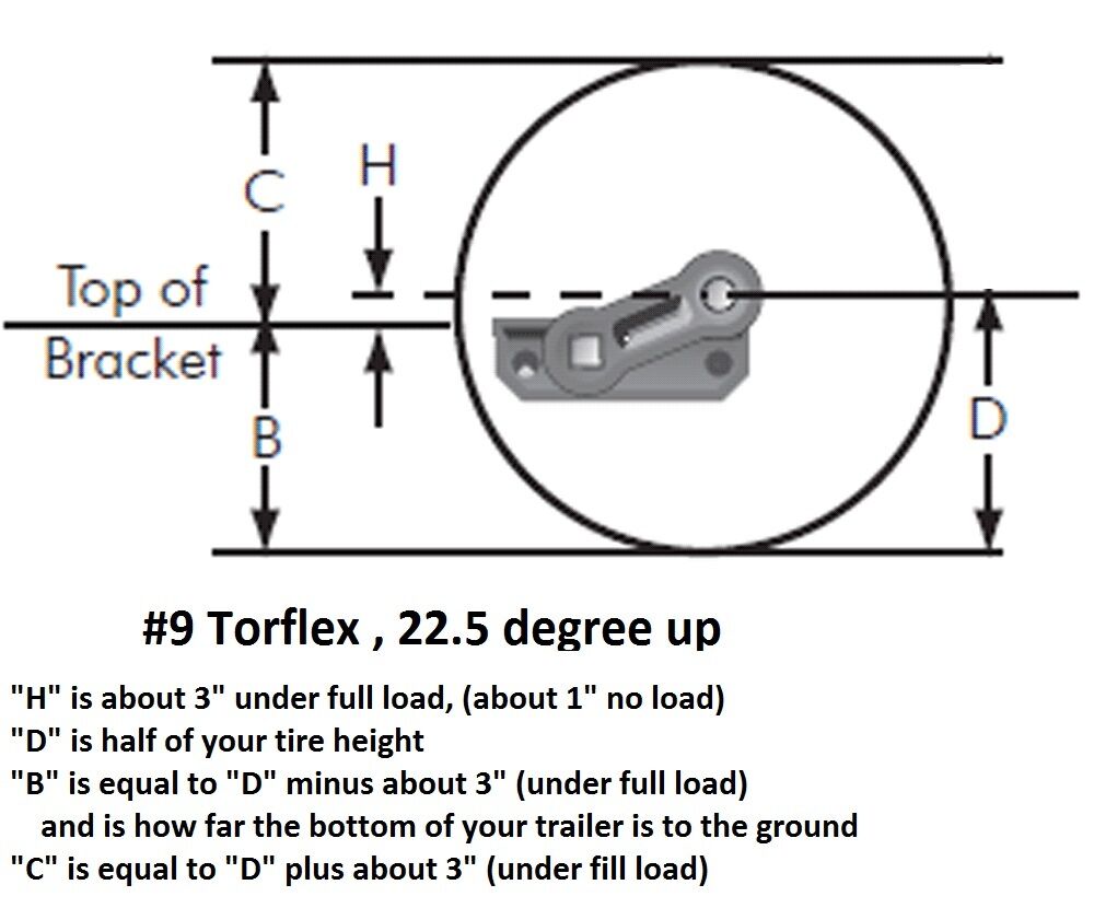 1000# Torsion Half Axle LOW PROFILE 22 UP angle Right Side Trailer Motorcycle (A1788265)