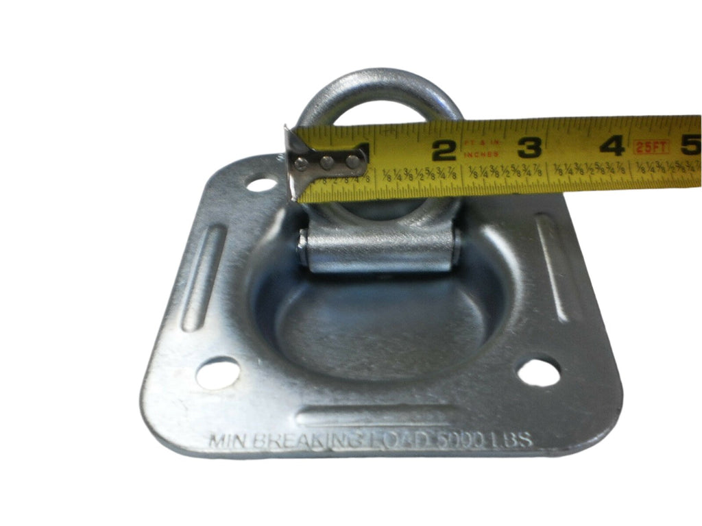 5 - Zinc Plated Recessed 5000 D Rings with Backing Plates Bolts Car Trailer  (RR5K-LOTOF5)