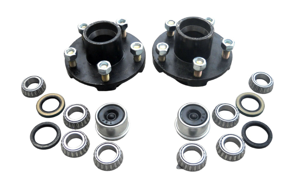 2- 5x4.5 Idler Hubs with 2000# Bearing Kits Replace Snow Mobile Trailer Axle (RVIBT5450-KITX2)