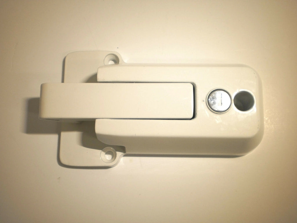White Locking Cargo Trailer Cambar Door Auto Latching Vise Lock Cam Bar Handle (CBL-W-KIT)