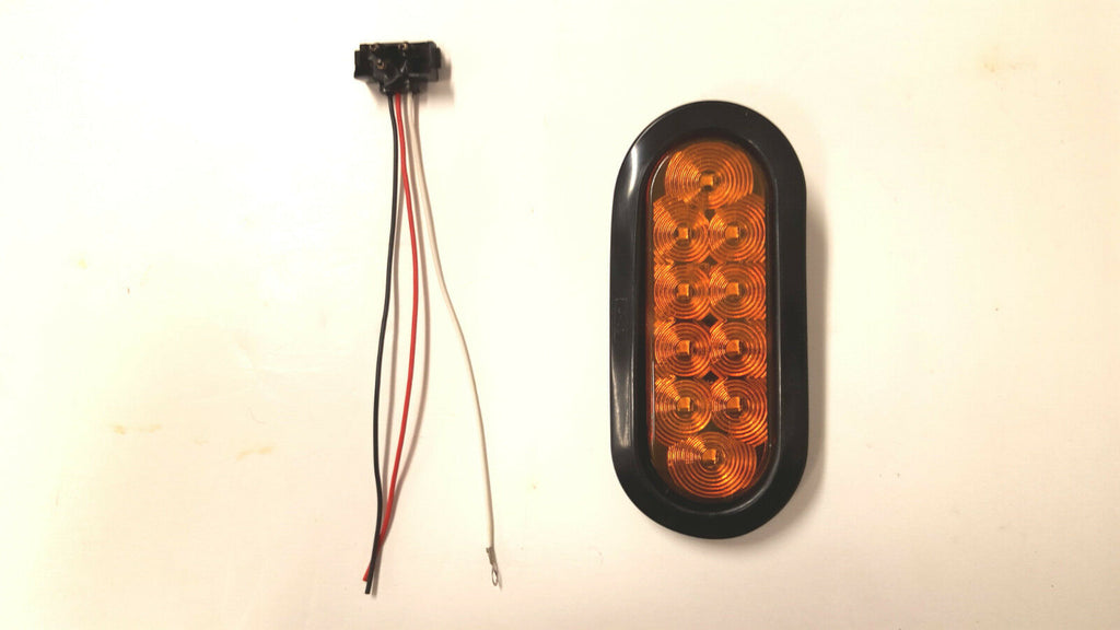 TWELVE 6" Oval Amber LED Park Turn Tail Multi Function Lights Trailer Truck RV  (J-66-AK-LOTOF12)