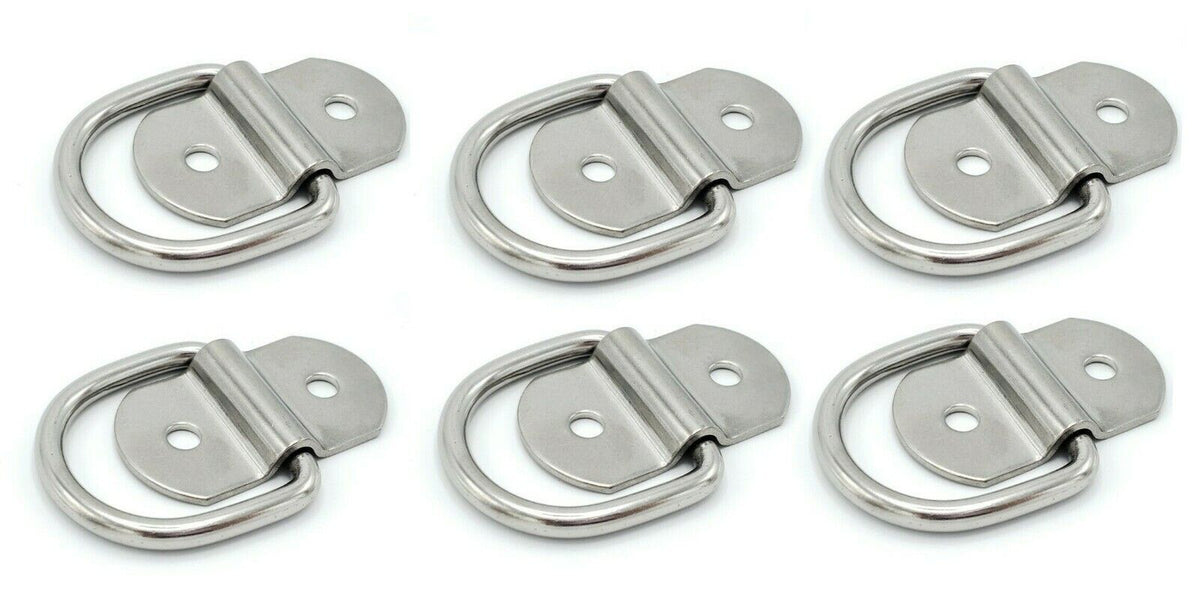 6 - 3/16" D Ring Rope Tie Down 1000# Rated Trailer ATV Snowmobile Truck Jeep (SR10-6)