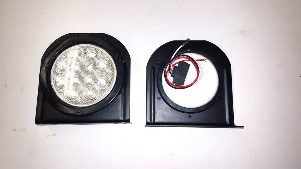 TWO - 4" Round 12 Diode Amber LED With Black Mounting Bra0cket Stop  Turn Tail (J-4512-ACK + J-40-BRKLOTOF2)