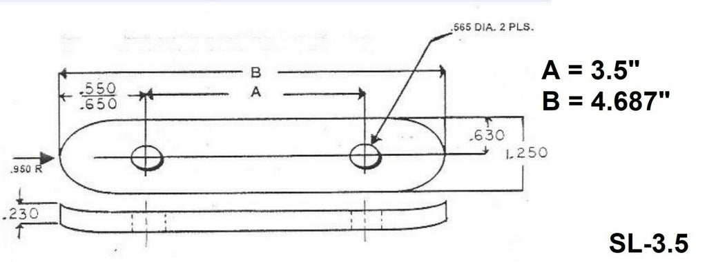 Shackle Link Strap 3.5" on Center Trailer Leaf Spring Axle fits Dexter ALKO Axis (SL-3.5)