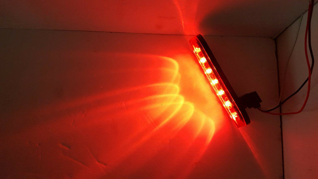 TWO - 6" LED Light Oval Stop Turn Tail Red Red 7 Diode Grommet Trailer Truck RV (J-67-R-LOTOF2)