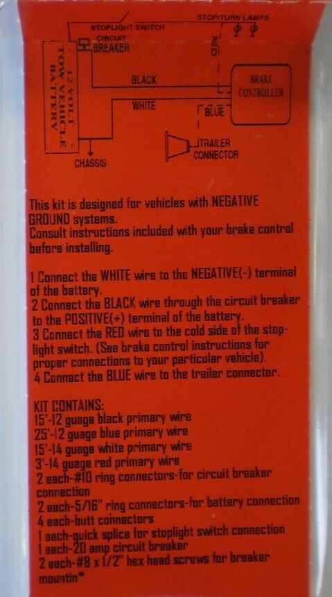 Electric Trailer Brake Controller Installation Wire Kit (TA05-020)