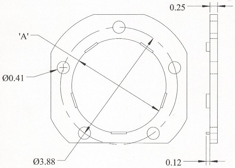 Trailer Brake Backing Plate Flange 5000 to 7000# Axle 3-1/8" HOLE 5 bolt bracket (BF-6-1)
