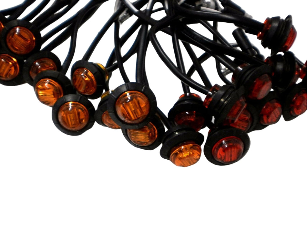25- Maxxima 3/4" FIFTEEN 15 Amber & TEN 10 Red  LED Clearance Marker Truck Light (LOT OF 25 - M09300Y + M09300R)